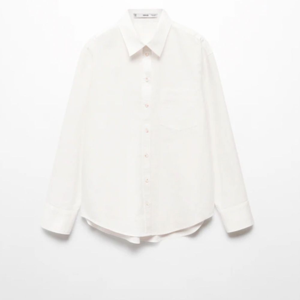 White Long Sleeve Shirt, Mango 100% Cotton, Size Xs (2), New, Classic, Casual